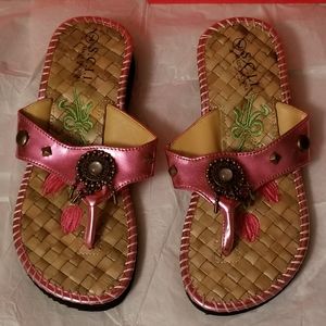 NEW METALLIC AND BAMBOO SANDALS OR SLIPPERS